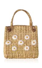 Poolside The Nines Floral-embroidered Straw Tote