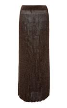 Michael Kors Collection Pleated Metallic Stretch-knit Midi Skirt