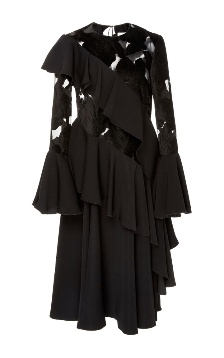 Adeam Sheer Floral Flounce Dress