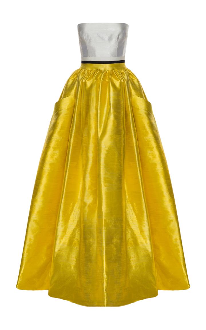 Alex Perry Leyla Silk Floral Strapless Gathered Gown