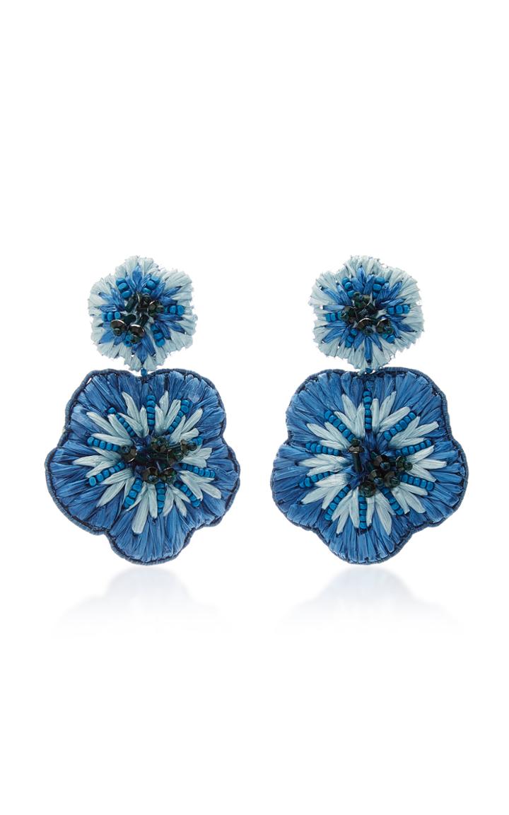 Mignonne Gavigan Rae Flower Raffia Beaded Drop Earrings