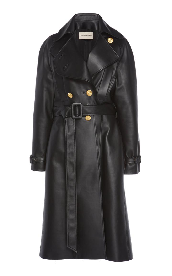 Alexandre Vauthier Double Breasted Leather Trench Coat