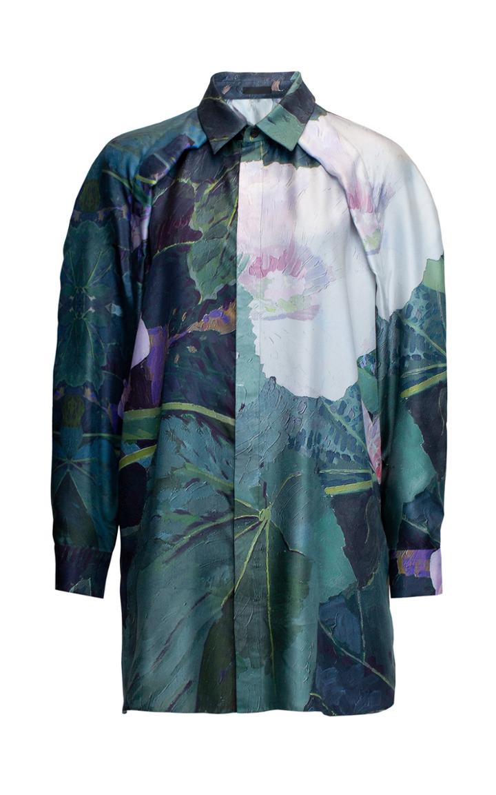 Lake Studio Collared Floral-print Silk Blouse