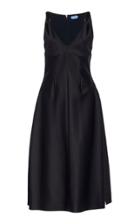 Mugler A-line Satin V-neck Midi Dress