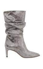 Paris Texas Slouchy Python-effect Metallic Leather Calf-length Boots