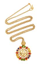 Gripoix Byzantine Signet Long Chain 24k Gold-plated Brass And Poured Glass Pendant Necklace