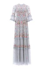 Moda Operandi Needle & Thread Butterfly Meadow Embroidered Tulle Gown Size: 4