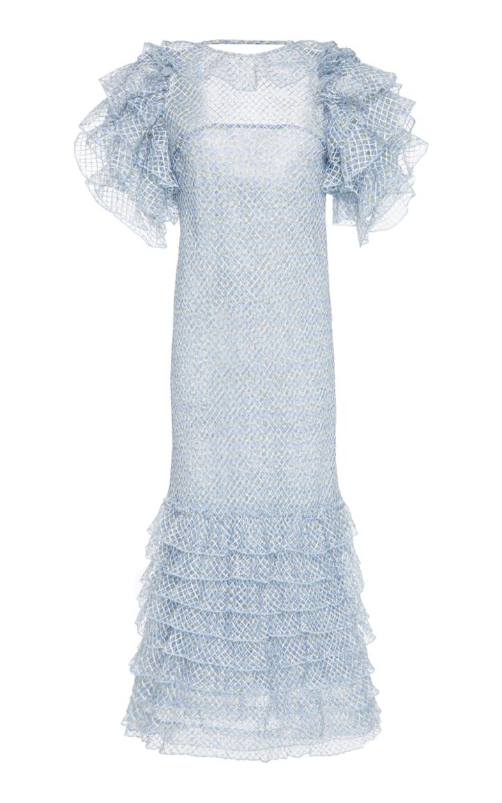 Luisa Beccaria Ruffles Tiered Organza And Georgette Midi Dress