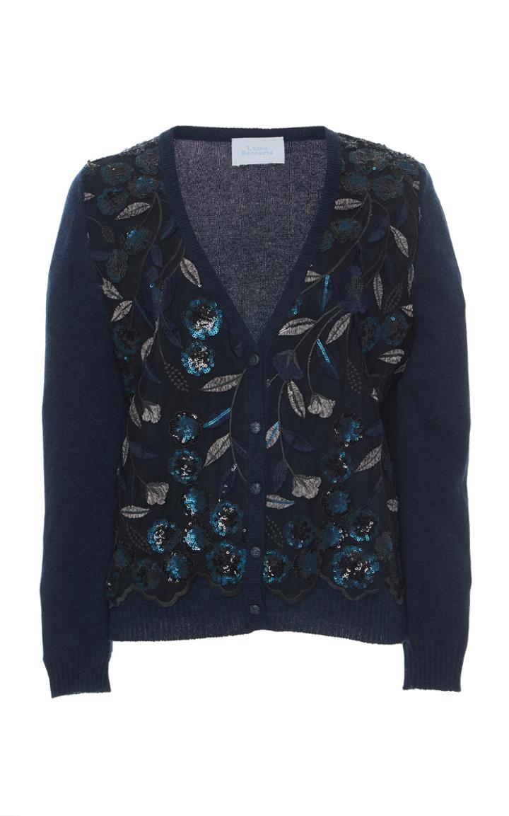 Luisa Beccaria Embellished Cashmere Cardigan