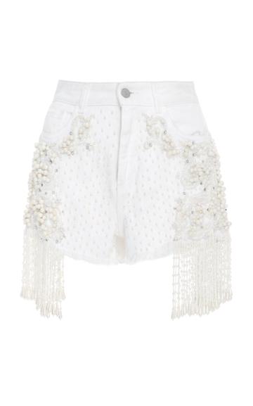 Amen Couture Bead Embroidered Denim Shorts
