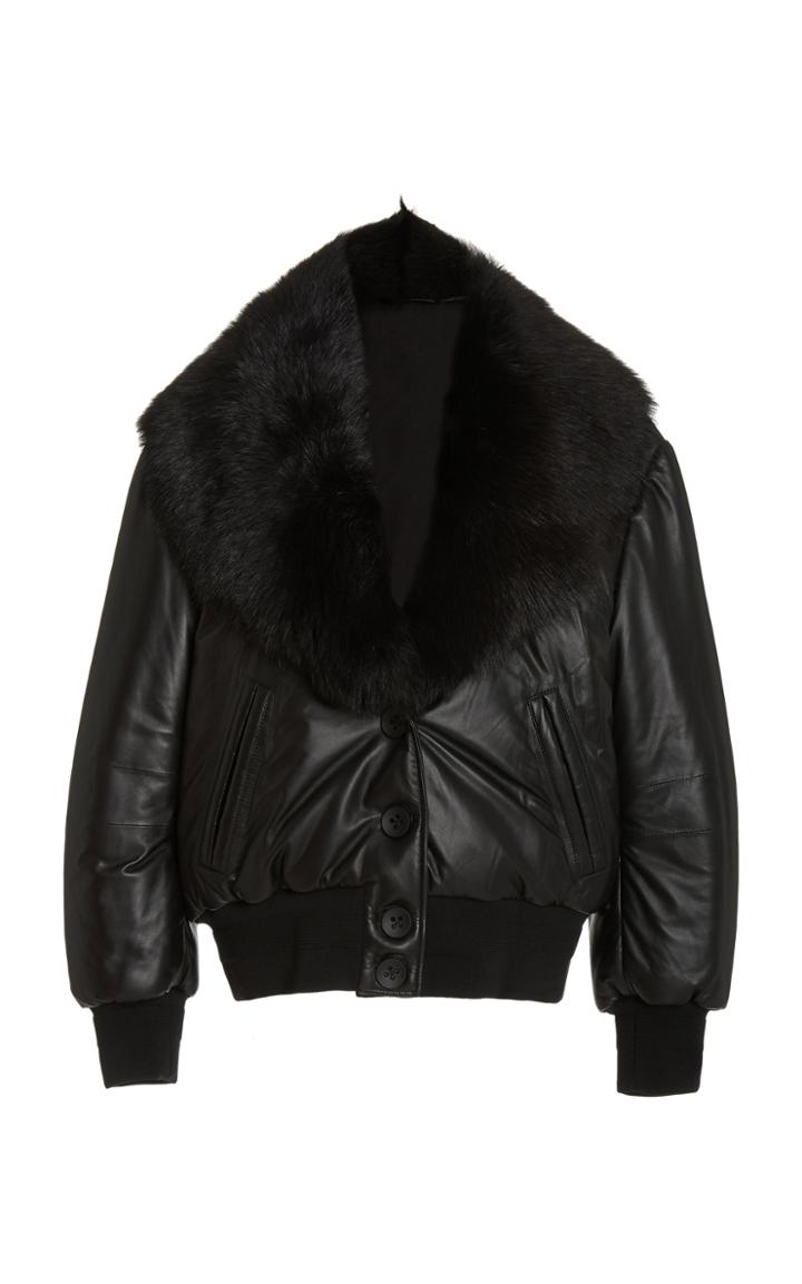 Common Leisure Sundazed Shearling-trimmed Padded Leather Jacket