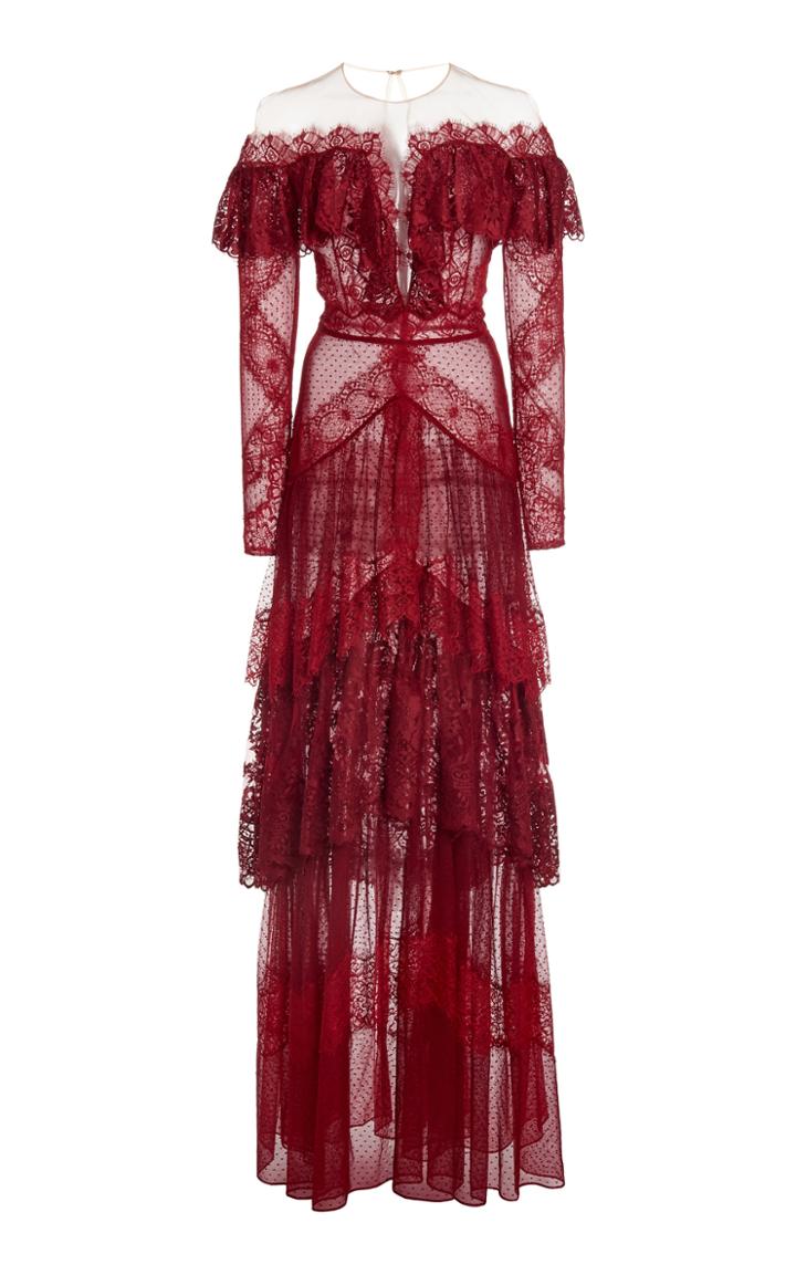 Moda Operandi Zuhair Murad Vreeland Tiered Lace Gown