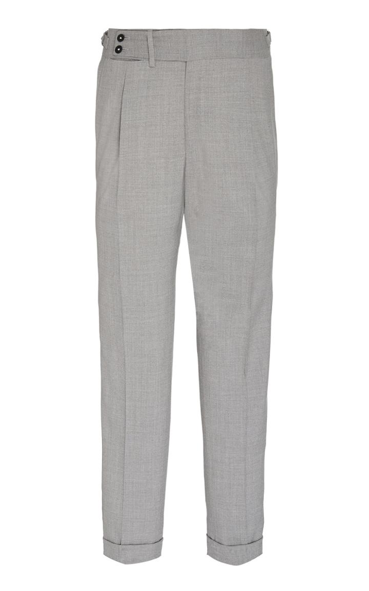 Isaia Single Pleat Double Waistband Dress Trouser With Sidetabs