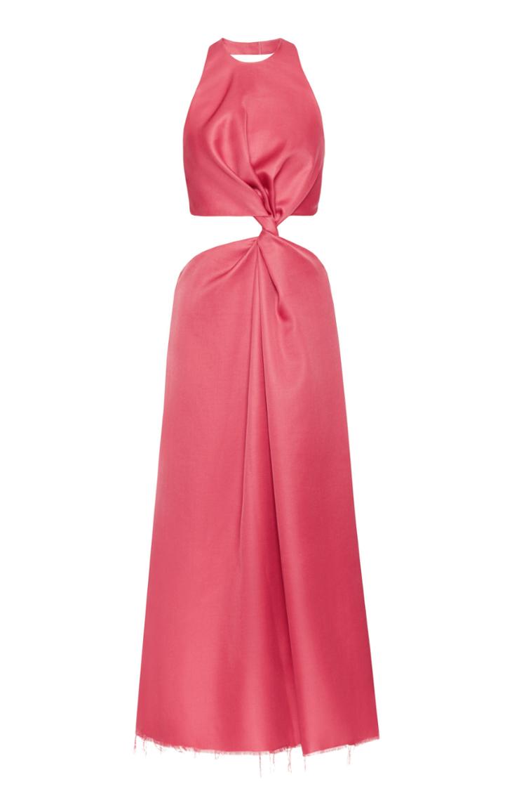 Marina Moscone Mia Twist-front Wool-blend Midi Dress