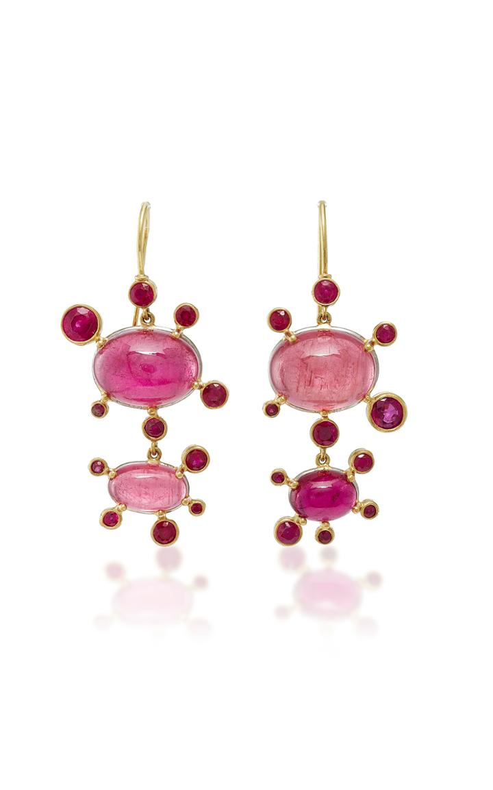 Judy Geib One-of-a-kind Brazilian Pink Tourmaline & Ruby Earrings