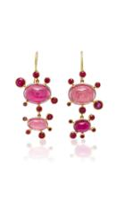 Judy Geib One-of-a-kind Brazilian Pink Tourmaline & Ruby Earrings