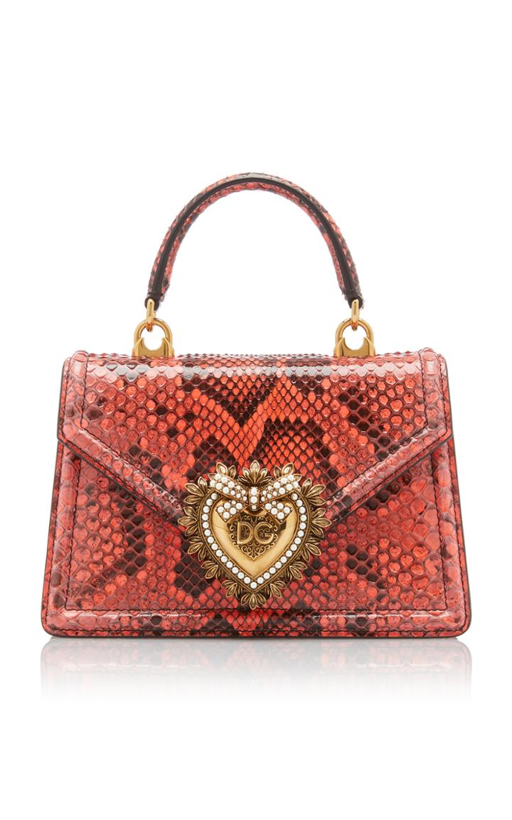 Moda Operandi Dolce & Gabbana Devotion Crystal Heart Python Top Handle Bag