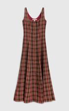Moda Operandi Brock Collection Sara Plaid Linen-blend Button-front Midi Dress