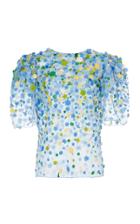 Carolina Herrera Floral Embroidered Silk-organza Blouse