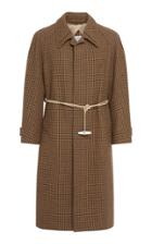 Maison Margiela Belted Checked Cotton-felt Overcoat