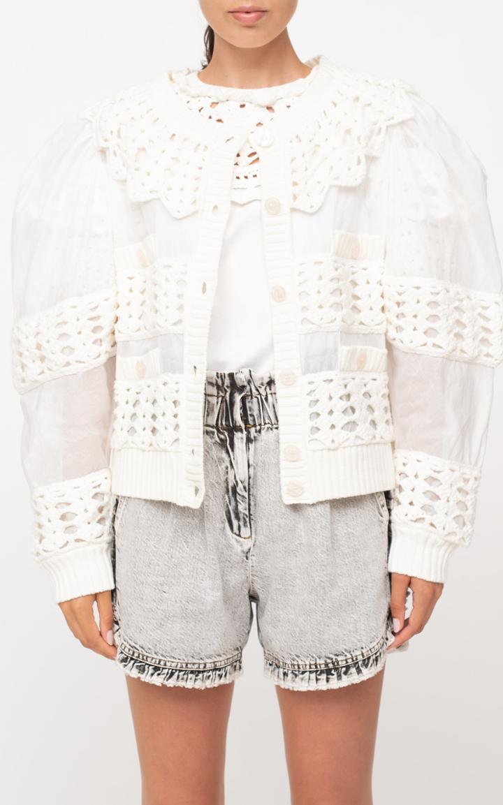 Moda Operandi Sea Cleo Crochet-accented Organza Cardigan Sweater