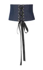 Caroline Constas Ribbon Lace-up Denim Corset