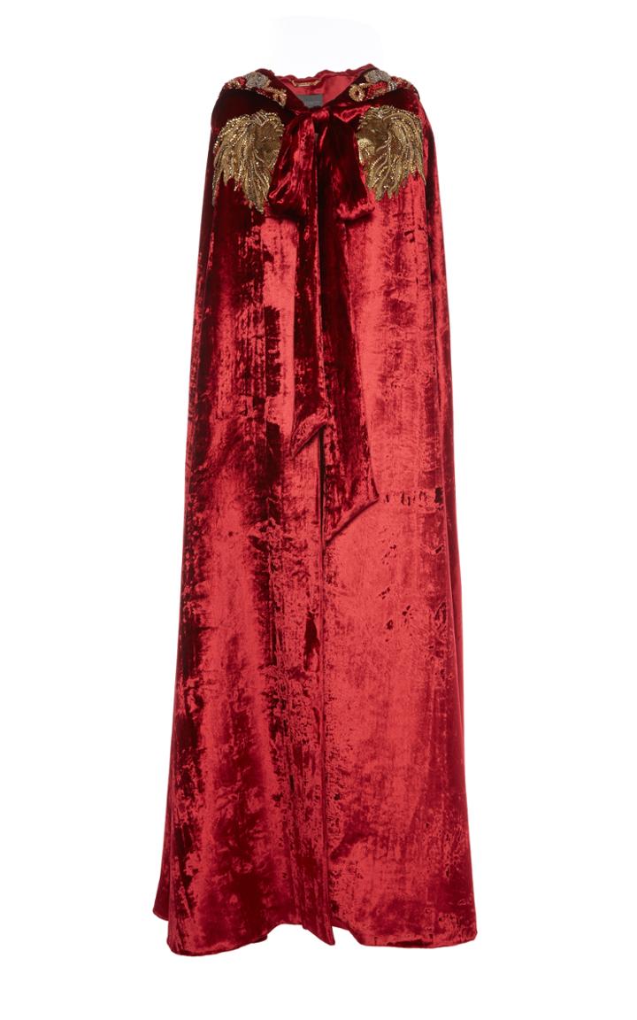 Alberta Ferretti Lion Embellished Velvet Cape