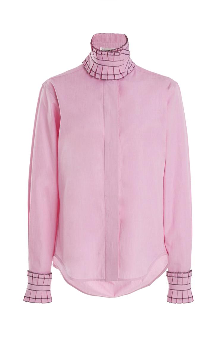 Moda Operandi Victoria Beckham Removable Ruffle-trimmed Collar Cotton Chambray Shirt