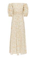 Moda Operandi Peony Off-the-shoulder Spliced Floral Cotton-blend Midi Dress