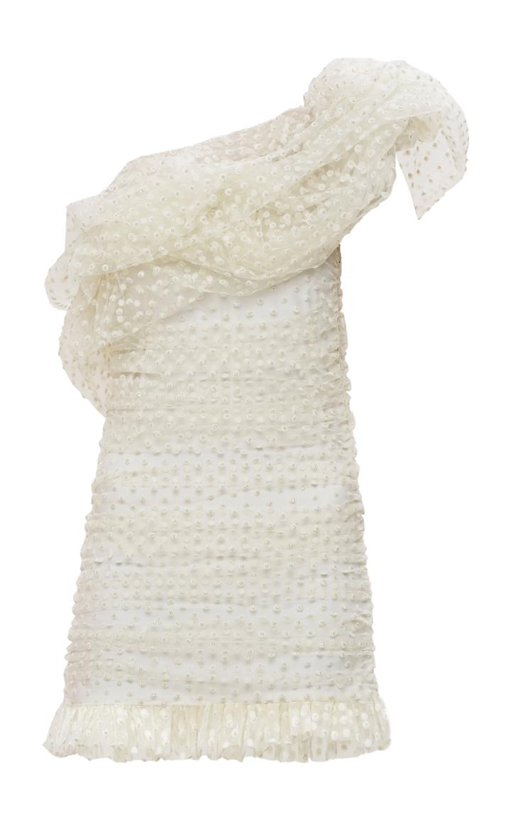 Mach & Mach Vivian One Shoulder White Dress