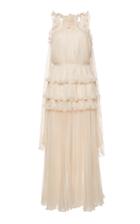 Moda Operandi Philosophy Di Lorenzo Serafini Pleated Chiffon Ruffled Cape-back Gown