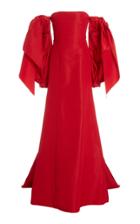 Moda Operandi Carolina Herrera Detachable Puff Sleeve Silk Gown