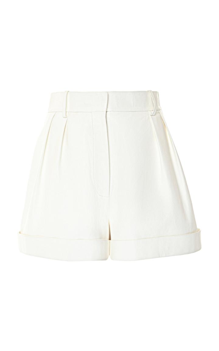 Moda Operandi Valentino Cuffed High-rise Leather Mini Shorts Size: 40