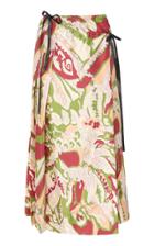 Victoria Beckham Printed Pleated Silk Wrap Skirt