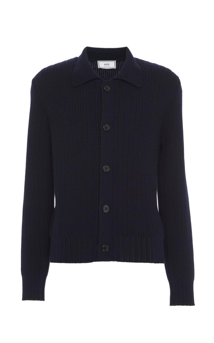 Ami Collared Wool Button-front Cardigan