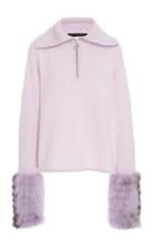 Sally Lapointe Fur-trimmed Silk-cashmere Sweater