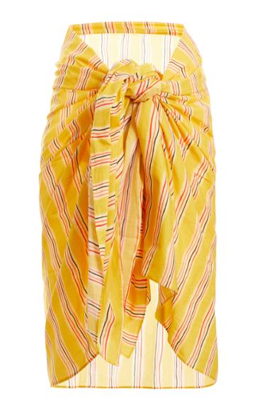 Rujuta Sheth Striped Wrap-front Cotton Pareo