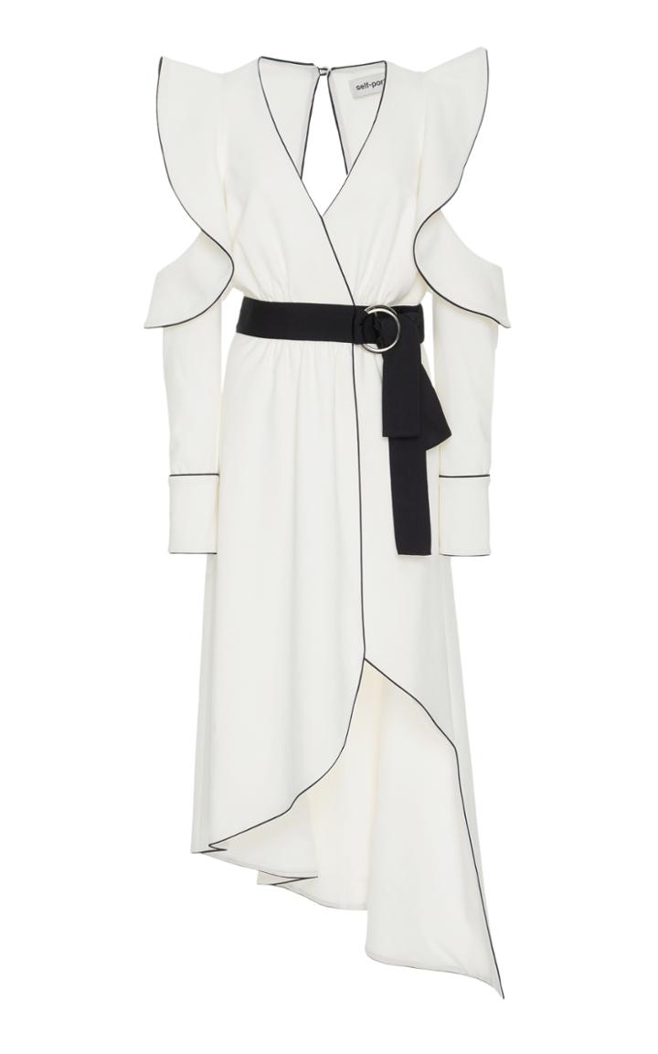 Self Portrait Asymmetric Crepe Wrap Dress