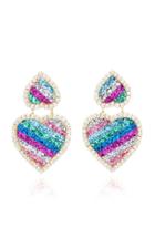 Shourouk Marylin Glittered Enamel Swarovski Crystal Clip Earrings
