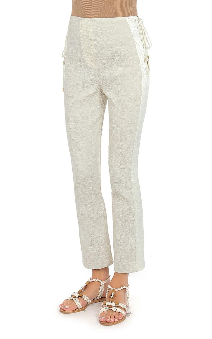 Moda Operandi Alberta Ferretti Smocked Jacquard-trimmed Poplin Skinny Pants