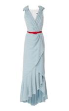 Hellessy Mari Ruffled Cotton-effect Column Dress