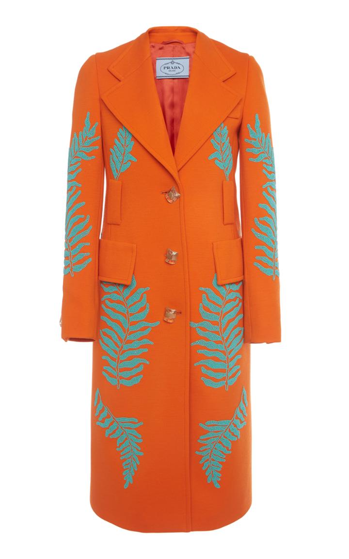Prada Embellished Single-breasted Wool Coat