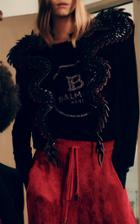 Balmain Rhinestone Branded Jersey Silk-blend T-shirt