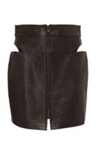 Zeynep Aray Cut-out Leather Skirt