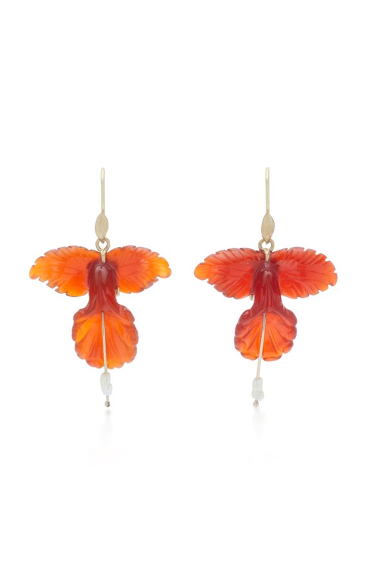Annette Ferdinandsen 18k Gold, Carnelian And Pearl Earrings