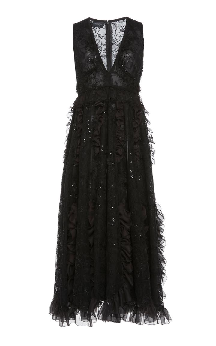 Giambattista Valli Ruffle Cotton Blend Maxi Dress
