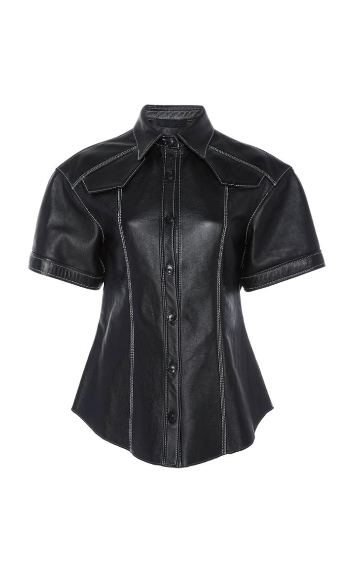 Proenza Schouler Short-sleeve Plonge Leather Shirt