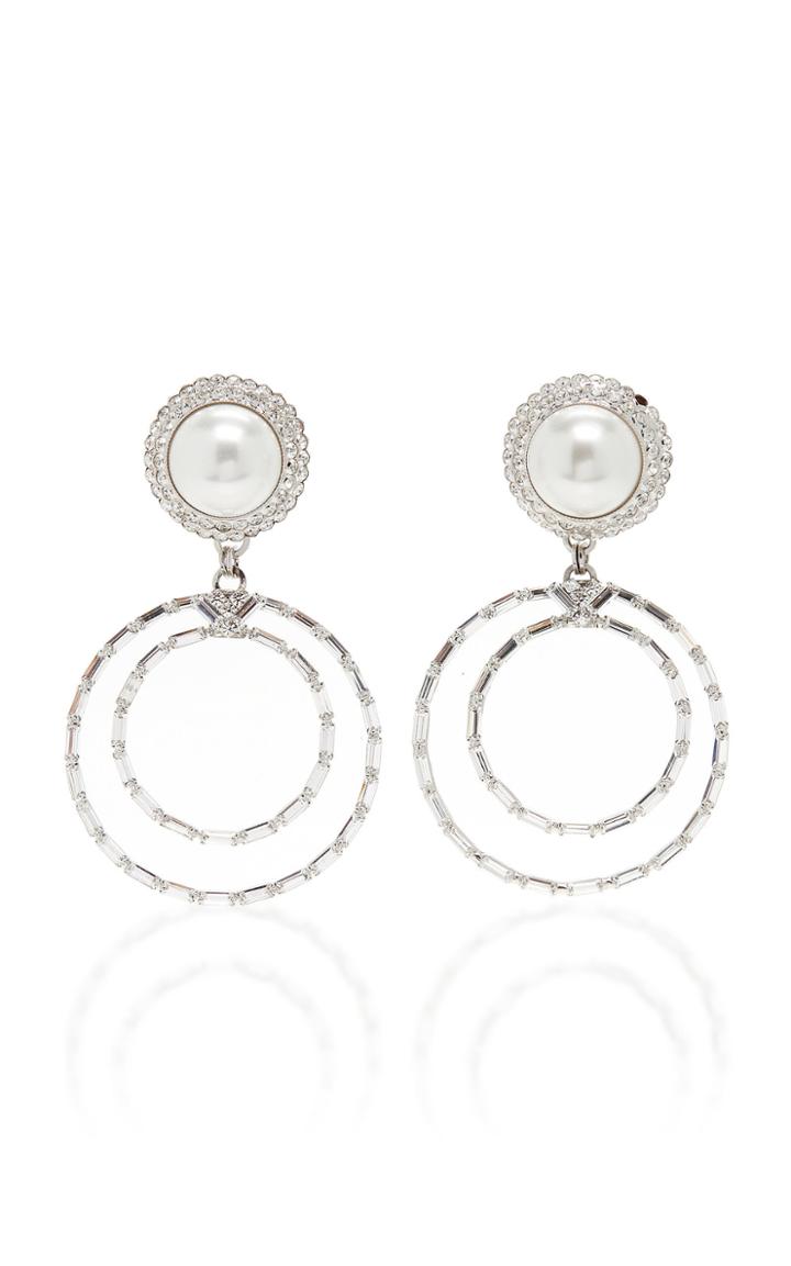 Alessandra Rich Pearl And Crystal Hoop Drop Earrings