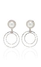 Alessandra Rich Pearl And Crystal Hoop Drop Earrings
