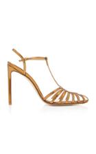 Francesco Russo Metallic Cage T Strap Pump